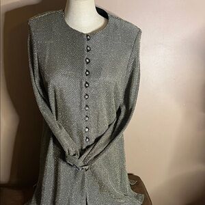 Vintage gold metallic tunic jacket shirt buttons